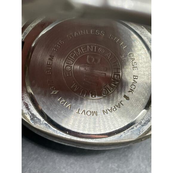 Bum Equipment 3316 Analog Date/Day Mens Quartz Watch Black Dial Silver Tone 36mm - Picture 9 of 12